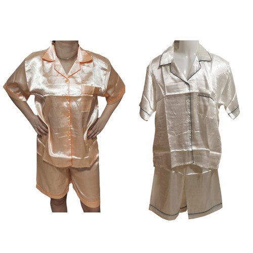 Damen pyjama satin shorty - pyjama,