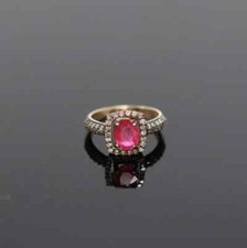 Rubin Edelstein & Pflastern Diamant Ring-925 Sterling Silver-Statement Ring-