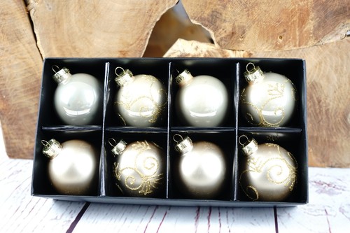 Christbaumkugeln gold creme - christbaumkugeln,