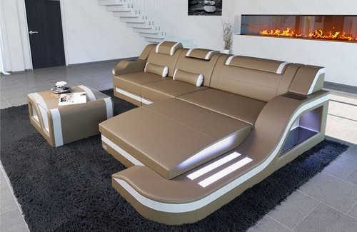 Sofa leder eckcouch ledersofa - sofa,