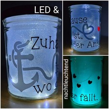 Maritim Anker Spruch Deko Beleuchtung Leuchtglas LED Geschenk Einweihung Zuhause