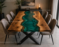 Live Edge Teal Resin Table