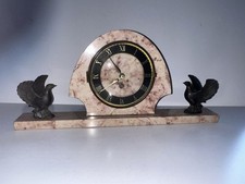 ART DECO Kaminuhr flankiert