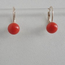 Ohrringe 7 mm Bouton Koralle Ohrhänger Tracht Vintage Silber 925 gelb vergoldet