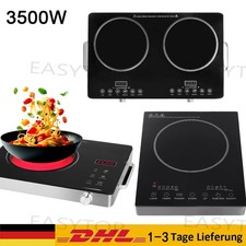 Kochfeld Glaskeramik doppel Kochplatte 3500W 2 Zonen rahmenlos schwarz 3500W