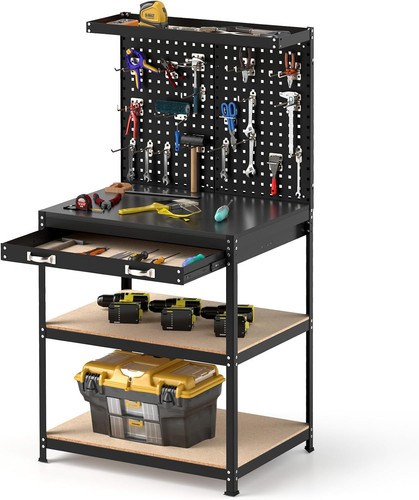 Gymax werkbank mit - werkbank, lochwand