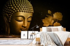 3D Buddha Statue Lotus Q9868 Tapete Wandgemälde Fototapete Selbstklebend Kay