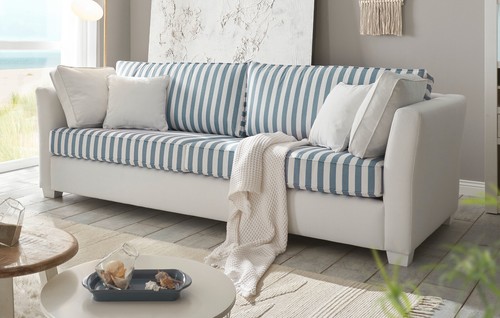 Sofa creme und - blau, landhaus