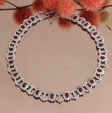 Stillvolle Edelstein Kette Collier mit 18 ! Granat - Cabochons NEU!