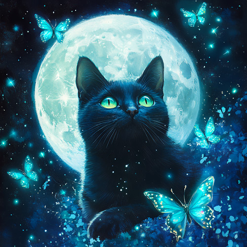 Wandbild katze mond - wandbild,