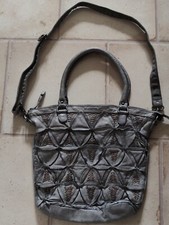 Damen Handtasche von Taschendieb Wien Umhängetasche Grau Leder echt Top 