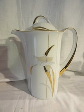 Schöne Kaffeekanne Winterling, Floral-Gold-Design, Porzellan, Goldrand