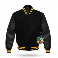 Varsity Jacke Schwarz Wolle