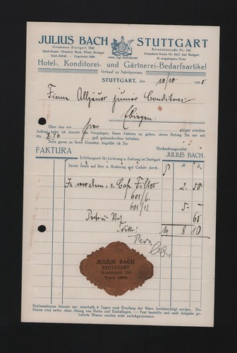 Stuttgart rechnung 1930 - stuttgart,,