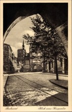 Ak Stralsund in Vorpommern, Blick vom Kniepertor, Wohnhäuser, Kirche - 3599357