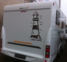 KFZ Aufkleber , Leuchtturm, Wohnwagen, Meer, Autoaufkleber, 1000 mm x 450 mm