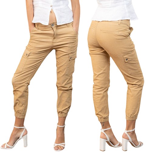 Damen samt cargohose chino - cargohose,