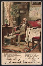 Ansichtskarte Händler ruht sich in seinem Zuhause aus und raucht eine Pfeife 