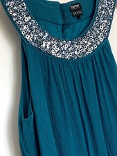 Wie NEU *** ESPRIT Kleid 100 % Seide petrol türkis grün mit Pailletten Größe 38