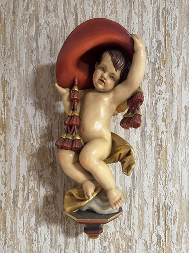 Großer holzengel putto mit - putto,