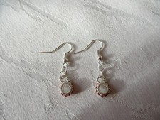 Niedliche Strass Ohrhänger - Rund - Hell Silberfarben - Strass Hell Rot