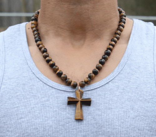 Tigerauge kreuz halskette - kreuz,