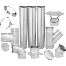 Edelstahl 0,6 mm Abgasrohr Sanierung Ø 150 mm Ofenknie Bogen Rauchrohr Ofenrohr 