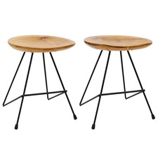 2x Teak Massiv Hocker
