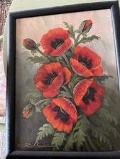 Gemälde Öl Leinwand des Deutschen Malers Walter Richter Mit Dem Titel „MOHN“