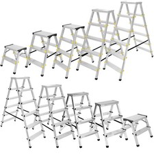 Aluleiter Klapptritt Beidseitig Haushaltsleiter Stehleiter TÜV Mehrzweckleiter