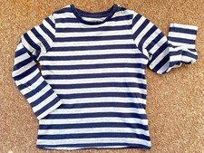 626_C&A Kind Mädchen Jungen Oberteil blau/grau gestreift Gr. 116 sehr gut erh.