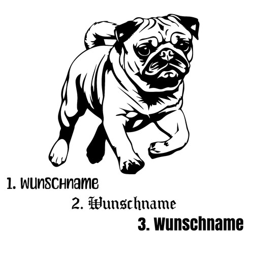 Aufkleber hund mops - -,