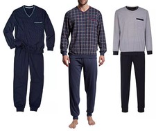 Götzburg Herren Schlafanzug Pyjama mit Bündchen Langarm blau 50-58 div. Dessins