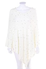 FRANK Usher Poncho Perlen Applikationen ONE SIZE off-white silber