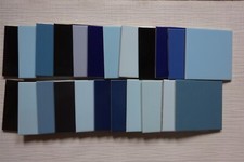 Retro Fliesen 15 x 15 cm uni blau schwarz glanz 70er Jahre viele Muster z.A.