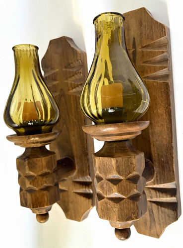 Wandkerzenhalter set holz glas - set,