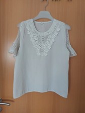 Damen T-Shirt Oberteil Bluse Schulterfrei Weiß Süß Onesize Aus Südkorea