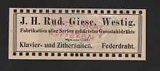 WESTIG, Werbung  1909, J. H. Rud. Giese Klavier-Zithersaiten