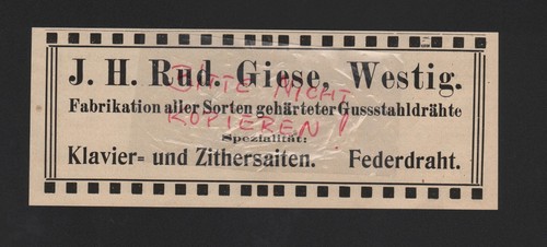 Westig werbung 1909 - j., h