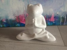 Keramik / Porzellan Deko Frosch im Lotus Sitz, Yoga-Frosch, weiß, Dekoration