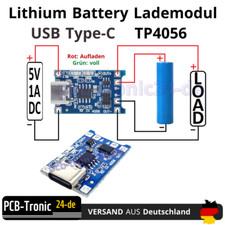 TP4056 USB-C 18650 Li-Ion Lademodul 5V 1A Laderegler Charger Schutzschaltung