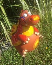 Keramik drache rot gartenkugel - drache,