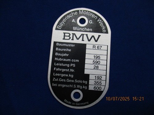 Bmw typenschild r67 - typenschild,
