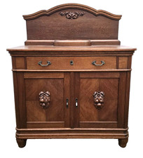 JUGENDSTIL  ANRICHTE  MIT  ORIGINALEM  AUFSATZ   -  EICHE  -  ca. 1910