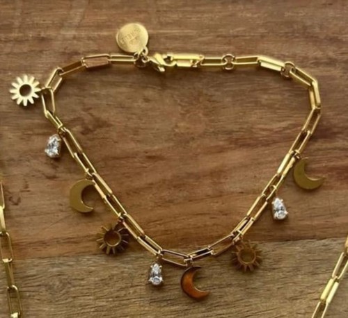 Gold charm armband - gold, charm-armband