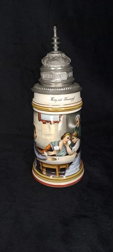 Alter bierkrug mit zinndeckel - bierkrug,
