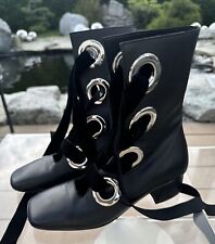300€ Miista Erika Lace Up Leather Boots Velvet Gladiator Stiefel Leder elegant