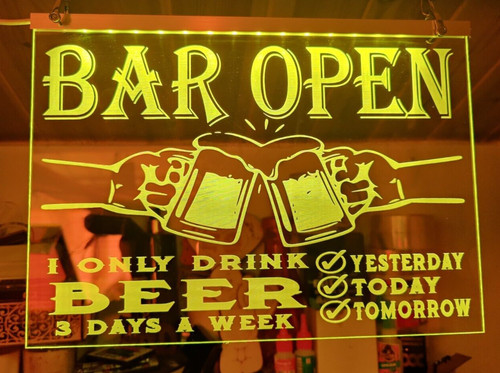 Bar open mancave led schild - open,