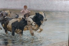 Öl Gemälde " Junge mit zwei