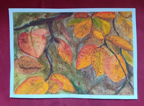 Aquarell herbstgold auf - "herbstgold",,